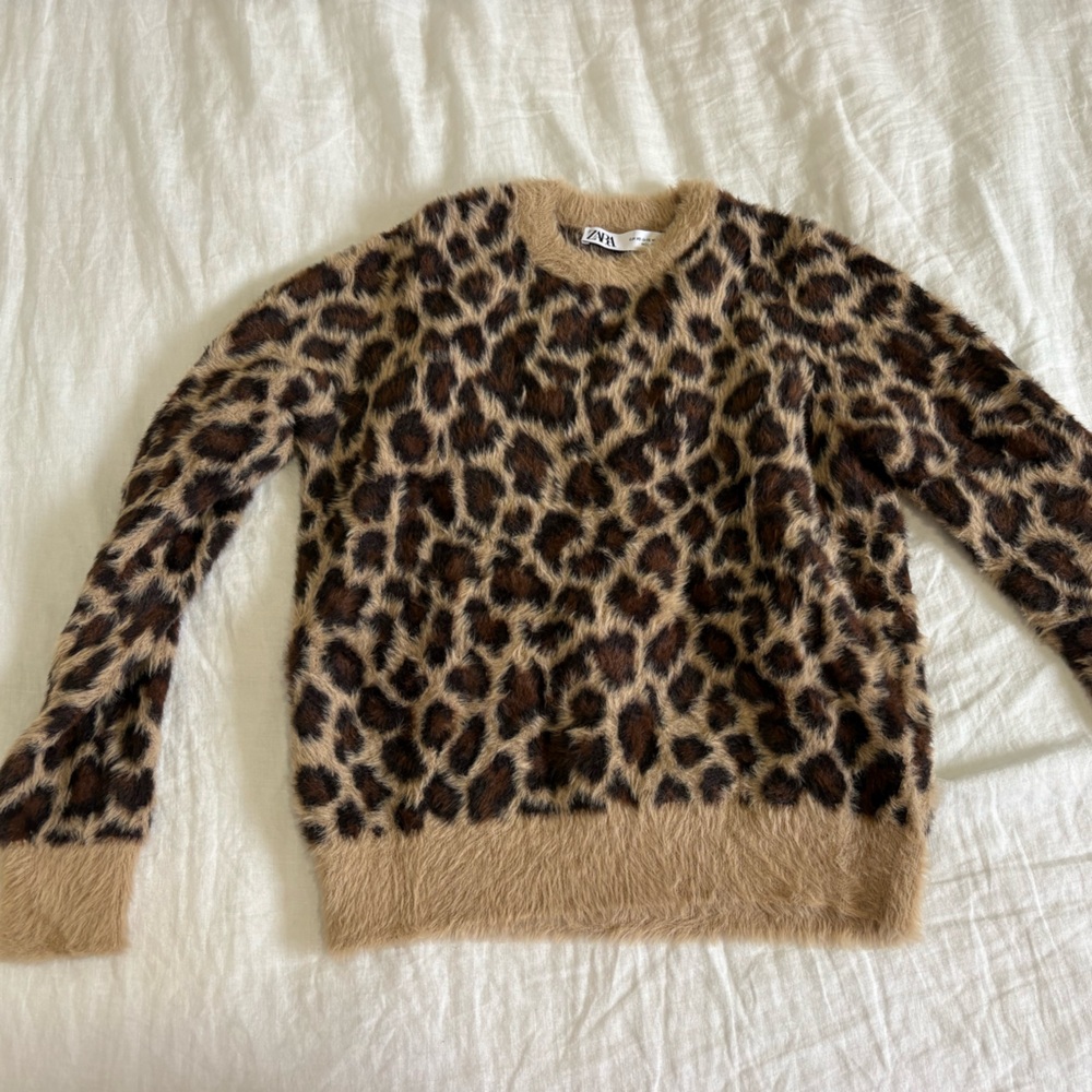 Zara Leopard Print Sweater - Brown and Black
